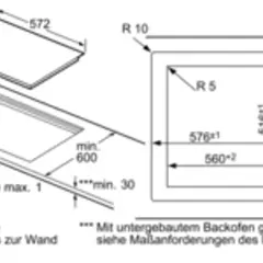 Einbauanleitung für ein Ceranfeld mit genauen Maßen und Abständen.