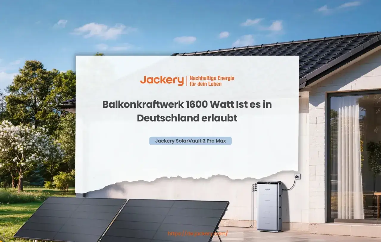 Balkonkraftwerk 1600 Watt: Erfahren Sie, wie viel Watt erlaubt ist. Jackery SolarVault 3 Pro Max für nachhaltige Energie.